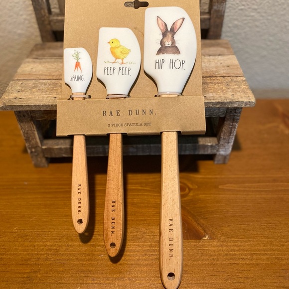 Rae Dunn Easter Spatulas, Spring Silicone Spatulas With Wooden Handles Set Of 3 - Picture 12 of 15